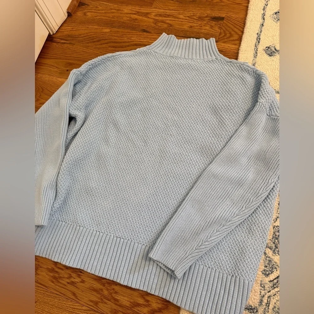 J.Crew Swingy Cable-knit Mockneck Sweater Light Blue Size Medium